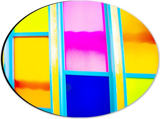 Dibond Ovaal - Rechthoeken in Verschillende Vrolijke Kleuren - 28x21 cm Foto op Ovaal (Met Ophangsysteem)