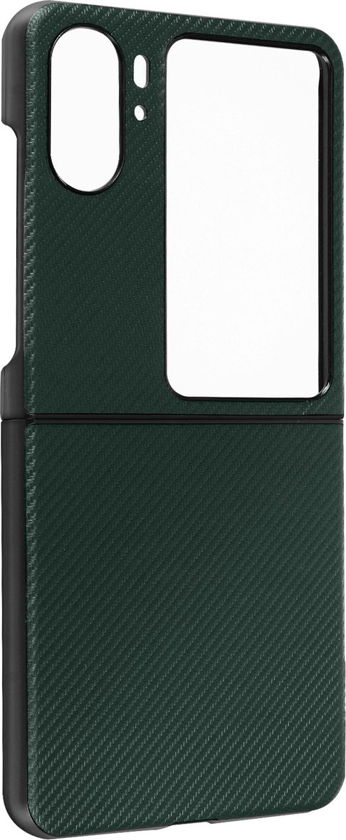 Geschikt voor Oppo Find N2 Flip Polycarbonaat Hoes Ultradun Carbonvezel d.groen