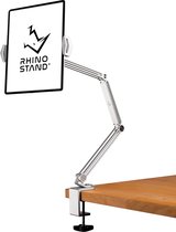 RhinoStand® verstelbare tablethouder voor schermen van 4 tot 12.9 inch - Telefoonhouder- Hoogwaardig aluminium statief - Zilver