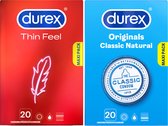 Durex - 40 Préservatifsf - Classic Natural 20pcs - Thin Feel 20pcs
