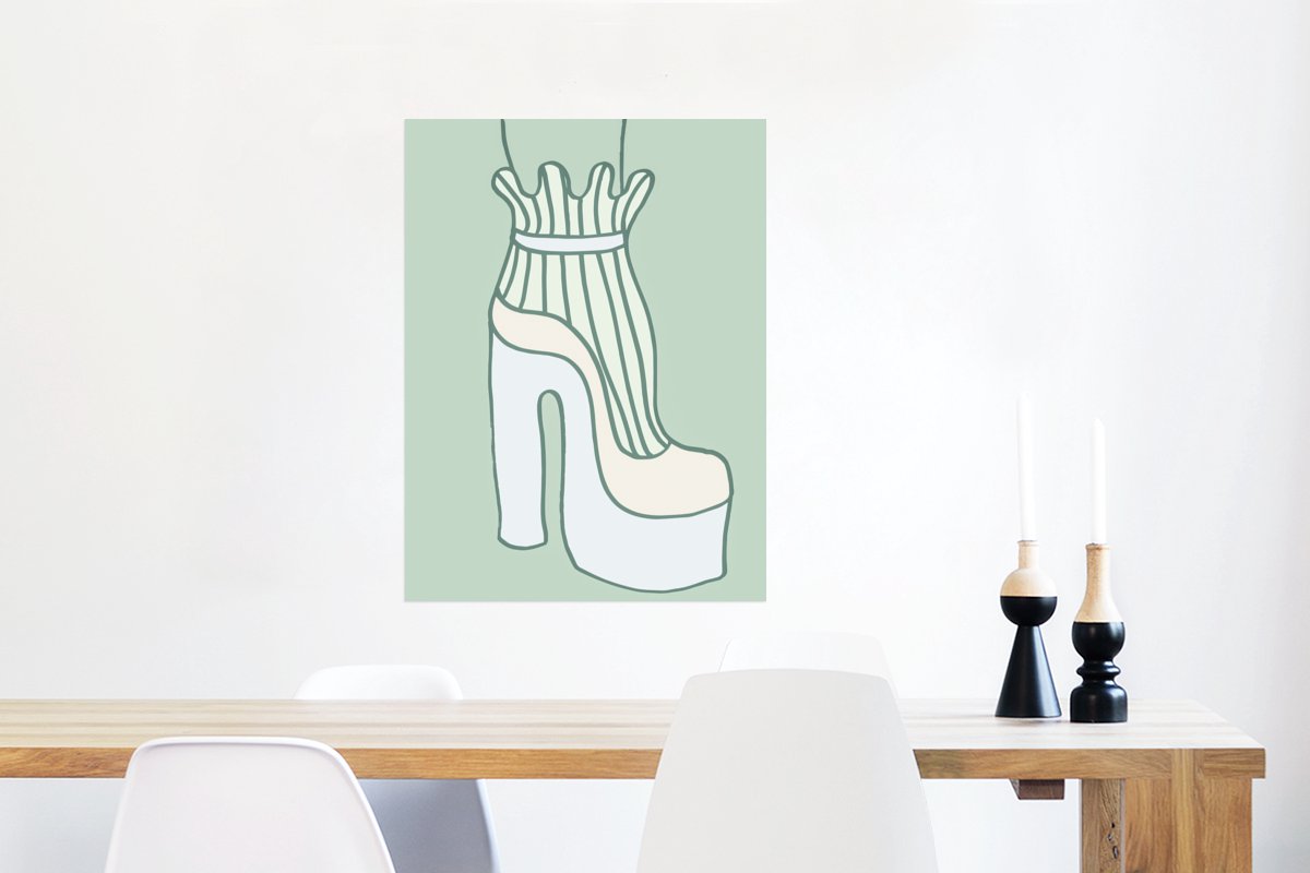 Poster Schoen - Groen - Abstract - Kleding - 60x80 cm