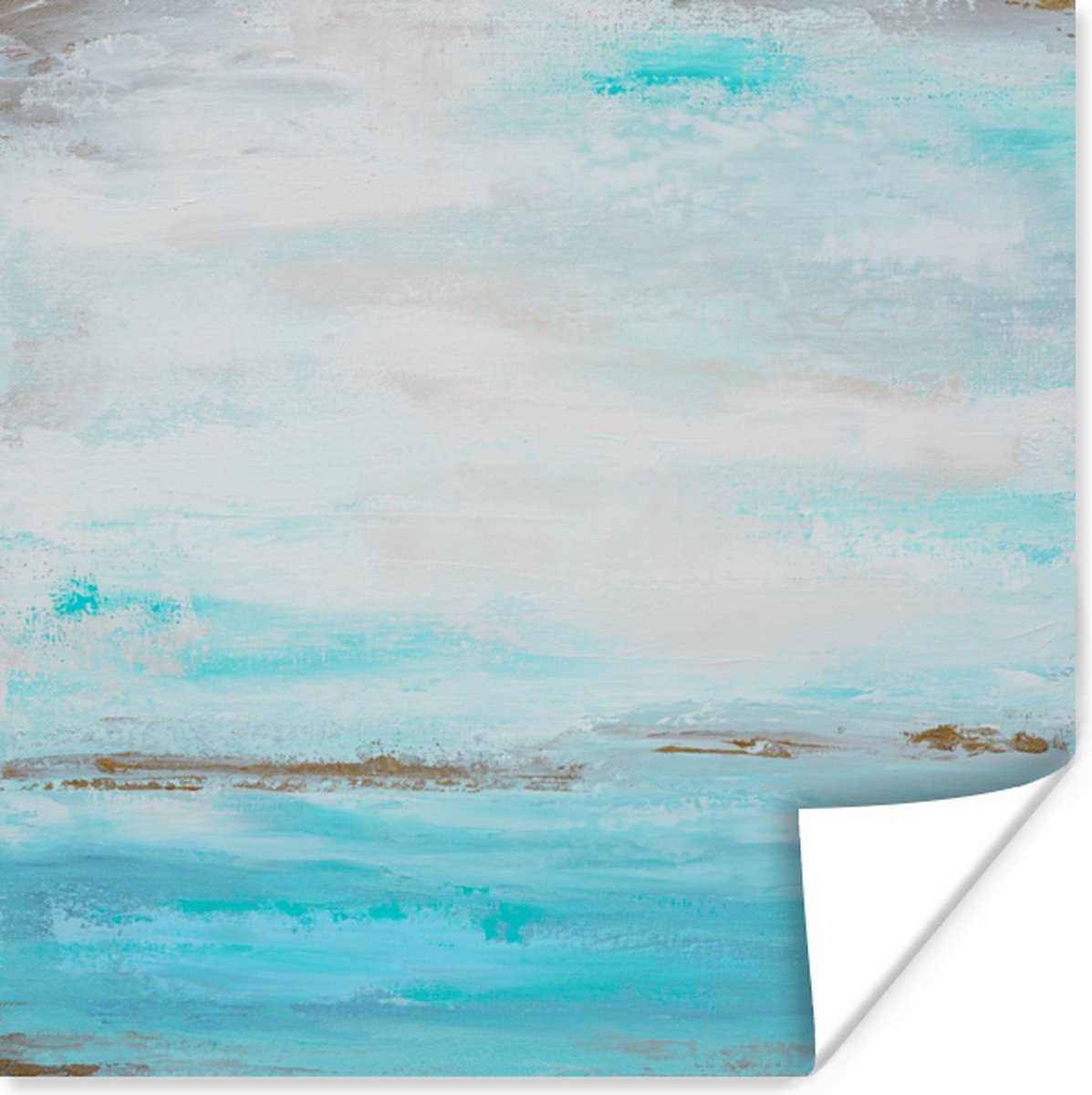 Poster Verf - Schilderij - Abstract - Blauw - 30x30 cm