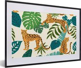 Fotolijst incl. Poster - Jungle - Luipaard - Planten - Patroon - Meiden - Jongens - 60x40 cm - Posterlijst