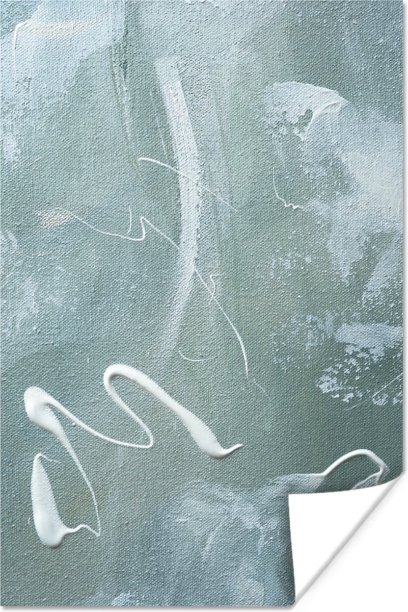 Poster Groen - Wit - Verf - Schilderen - 60x90 cm