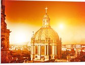 PVC Schuimplaat - Top van St-Pietersbasiliek Kerk in Vaticaanstad onder Felle Zon - 80x60 cm Foto op PVC Schuimplaat (Met Ophangsysteem)