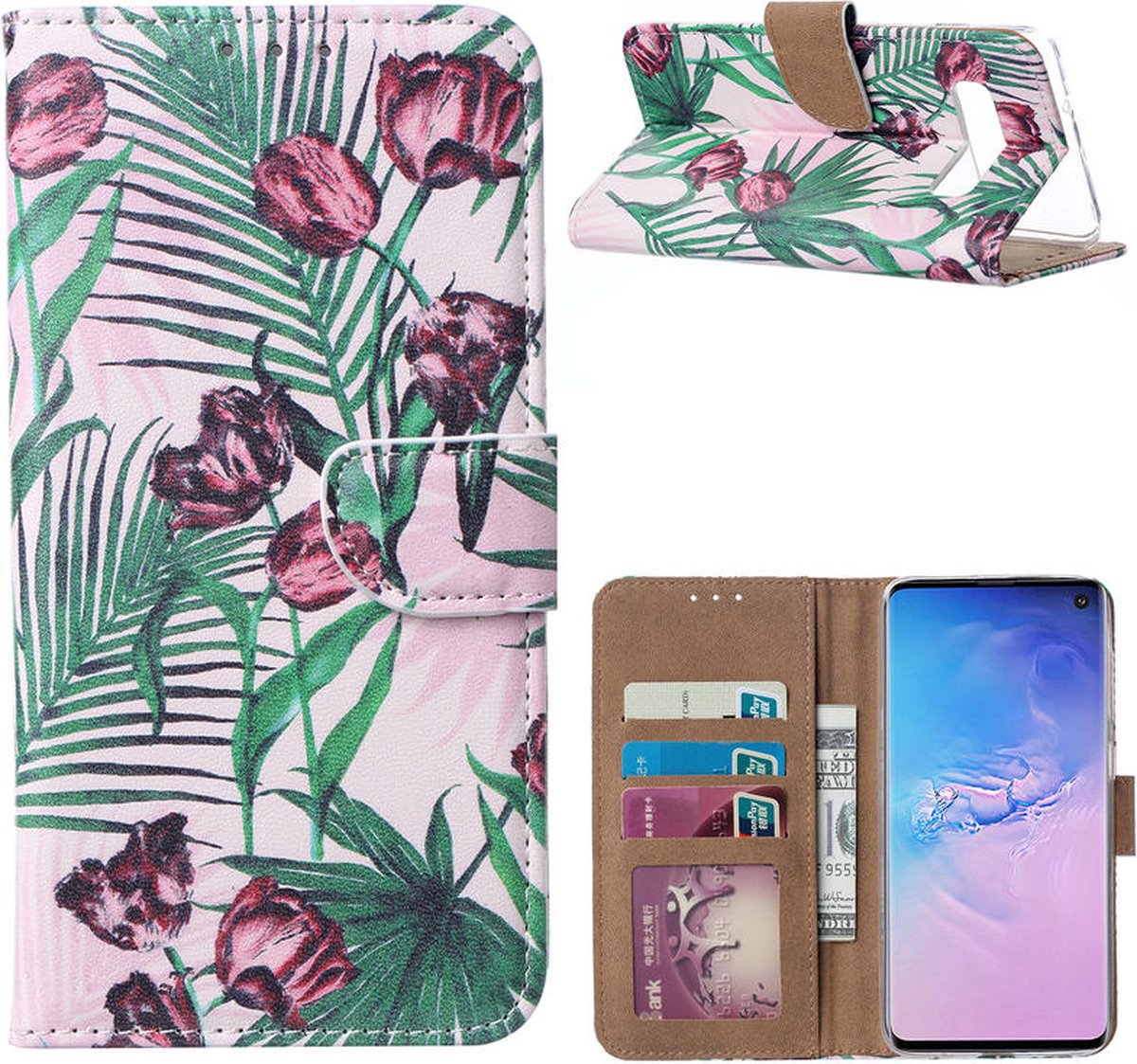 Cityhoesje – Samsung S10 Plus – Bookcase incl. Pasjeshouder Tulp