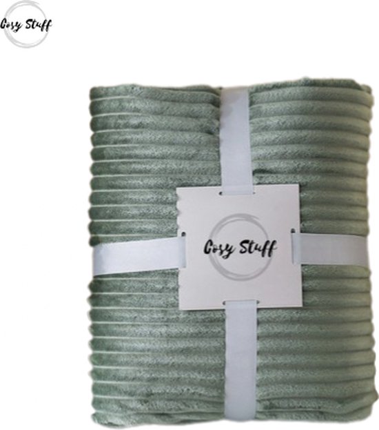 Cosy Stuff - Fleece deken - fleece plaid - pastelgroen - 150x200 cm - luxe woonplaid - warm - rib design - zachte deken
