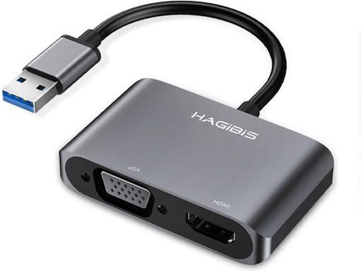 Hagibis externe videokaart usb 3 0 naar hdmi vga adapter uhv3 4k