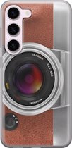 Leuke Telefoonhoesjes - Hoesje geschikt voor Samsung Galaxy S23 - Vintage camera - Soft case - TPU - Print / Illustratie - Bruin