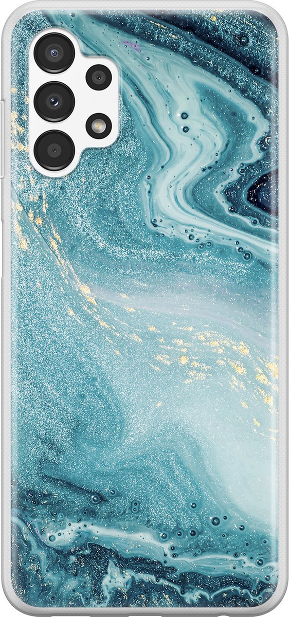 Leuke Telefoonhoesjes - Hoesje geschikt voor Samsung Galaxy A13 4G - Marmer blauw - Soft case - TPU - Marmer - Blauw