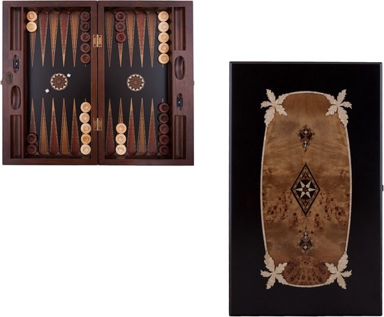 Afbeelding van het spel Backgammon - Tavla - Handgemaakt - Hout - Luxe uitgave - 52 x 30 x 7,5 cm