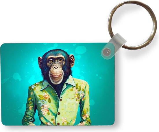 Sleutelhanger - Aap - Blouse - Bloemen - Groen - Portret ...