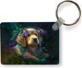 Sleutelhanger - Hond - Puppy - Bloemen - Natuur - Golden retriever - Uitdeelcadeautjes - Plastic