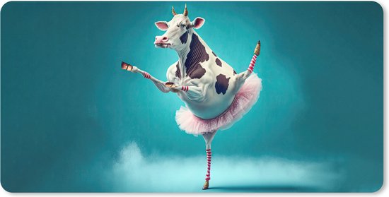 Tapis de souris XXL - Sous-main - Sous-main - Vache - Ballet - Portrait - Blauw - Animaux - Enfant - 80x40 cm - Tapis de souris XXL