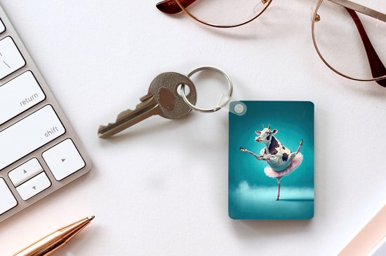 Porte-clés - Vache - Ballet - Portrait - Blauw - Animaux - Enfant - Cadeaux à distribuer - Plastique