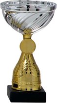 Trofee/prijs beker - goud/zilver - kunststof - 14 x 8 cm - sportprijs