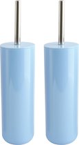 MSV Porto Toilet/wc-borstel houder - 2x - kunststof - pastel blauw - 38 cm