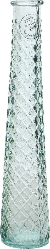 Decoris Vaas/bloemenvaas van gerecycled glas - D7 x H32 cm - transparant