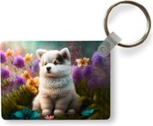 Porte-clés - Puppy - Fleurs - Plantes - Nature - Husky - Cadeaux - Plastique