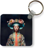 Sleutelhanger - Uitdeelcadeautjes - Vrouwen - Asian - Portret - Kleding - Bloemen - Plastic