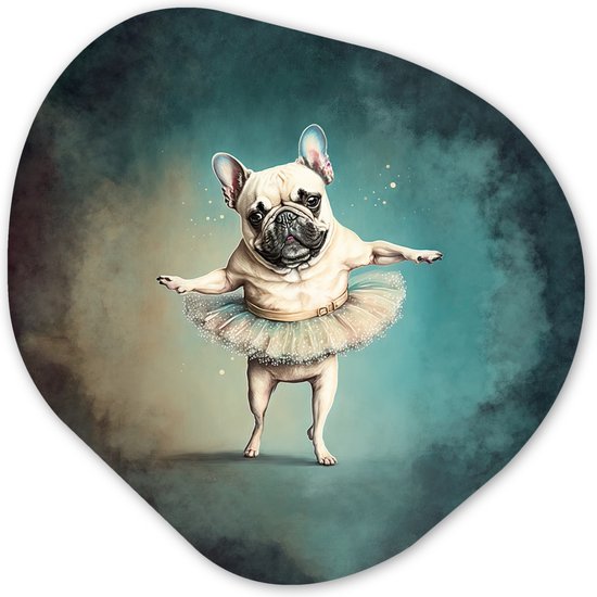 Organische Wanddecoratie - Kunststof Muurdecoratie- Organisch Schilderij - Hond - Tutu - Ballet - Abstract - Portret - Kind- 40x40 cm - Asymmetrische spiegel vorm op kunststof