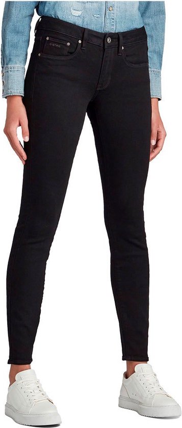 G-STAR 3301 Mid Skinny Jeans - Dames - Pitch Black - W25 X L32 | bol