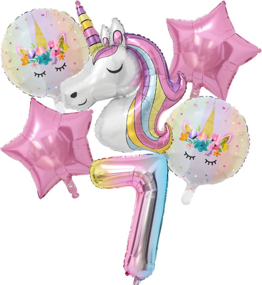 Unicorn ballon set - 110x78cm - Folie Ballon - Eenhoorn - Themafeest - 7 jaar - Verjaardag - Ballonnen - Versiering - Helium ballon