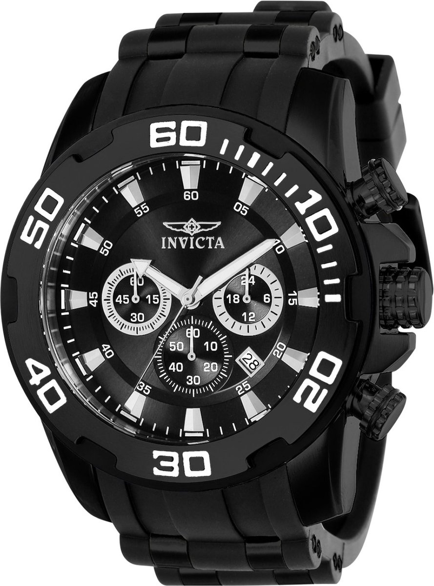 Invicta Pro Diver - SCUBA 22338 Heren Horloge - Waterdicht - Analoog - Quartz Uurwerk - Roestvrij Staal met zwarte Wijzerplaat - 50mm