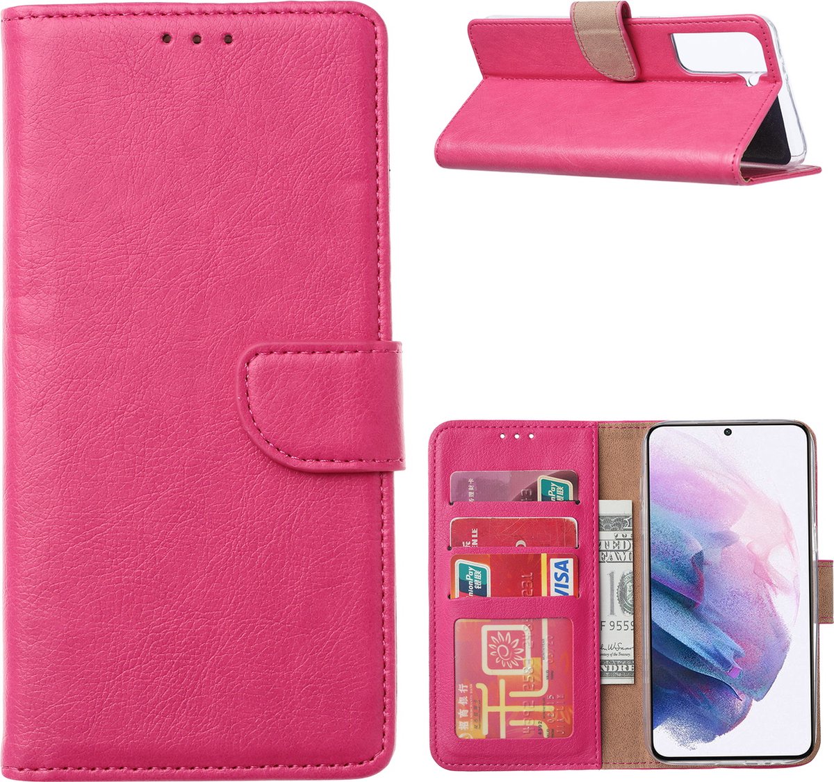 Cityhoesje –geschikt voor Samsung S21 Plus – Bookcase incl. Pasjeshouder