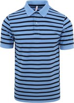 Sun68 - Poloshirt Strepen Lichtblauw - Modern-fit - Heren Poloshirt Maat L
