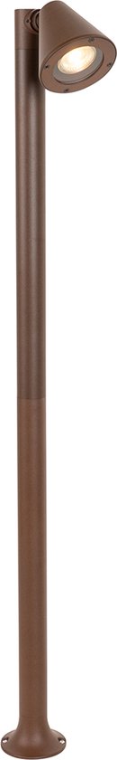 Qazqa Staande Buitenlamp Zwart Met Smoke Kap Zeshoek 70 Cm