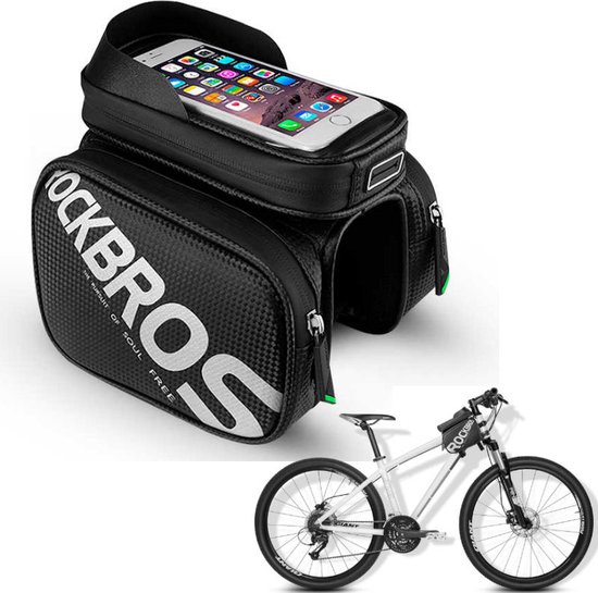 Nextcover® Frametas Fiets met Telefoonhouder – 100% Waterdicht & Touchscreen – Fietstasje Frame voor MTB, Racefiets, E-Bike & Gravel – Bovenbuistas met Zonneklep