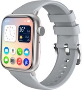 Nuvance - Smartwatch Heren & Dames met Bluetooth - 45mm - Geschikt voor alle Smartphones - Stappenteller en Hartslagmeter - Waterdicht - Grijs