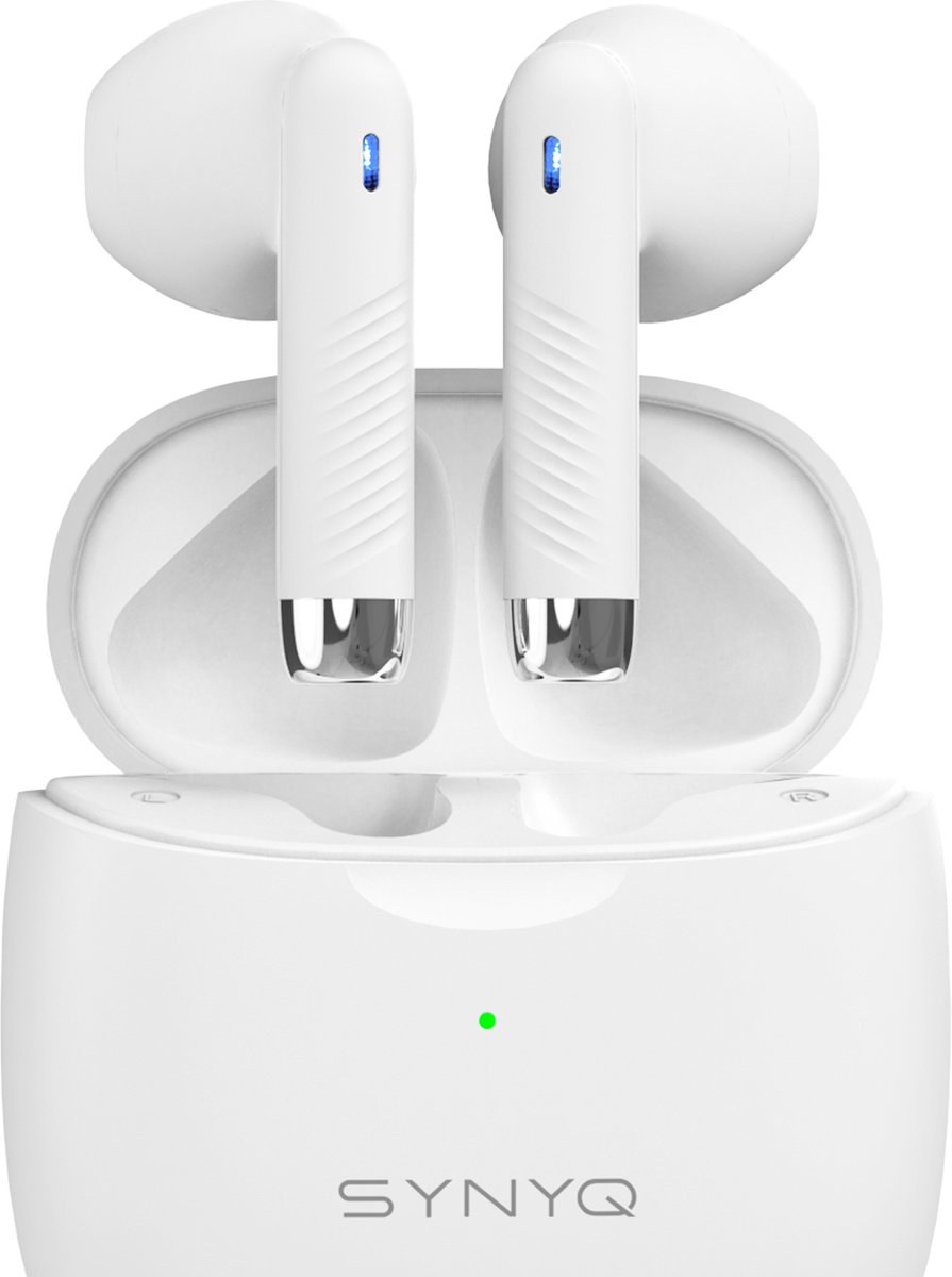 Synyq ProX Earbuds - Draadloze Oordopjes - 30 uur Afspeeltijd - IPX5 Waterdicht - Bluetooth Oortjes - Oortjes Draadloos - Geschikt voor Apple & Android - Wit