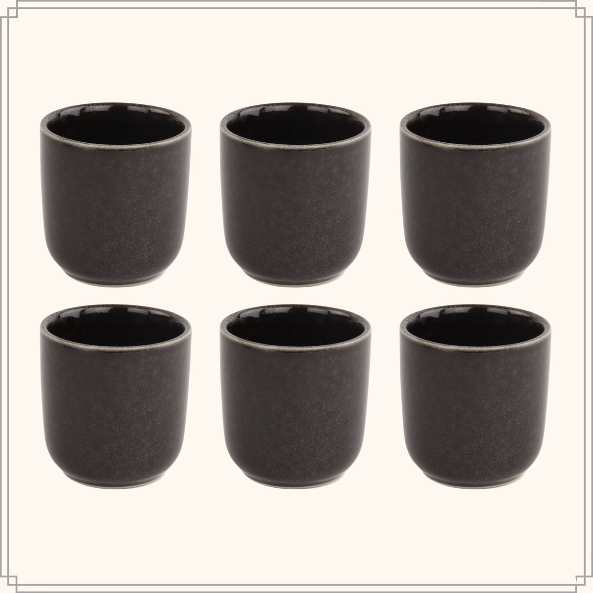 Cosumy Espressokopjes Set 6 Stuks Kleurrijk met Schotels - Keramiek - Houdt Langer Warm - Mokkakopjes Stapelbaar Vaatwasmachinebestendig - Espresso Kopjes met Oor - Koffiekopjes - Geschenkdoos - 70ml