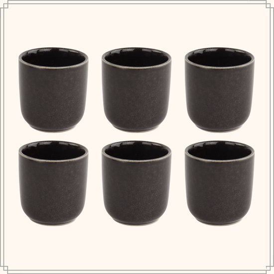 OTIX Espresso Kopjes - Set van 6 - 100 ml - Zwart