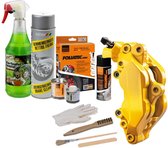 Kit de peinture pour étrier Foliatec - Performance Yellow - 3 composants - Y compris nettoyant pour freins + jantes