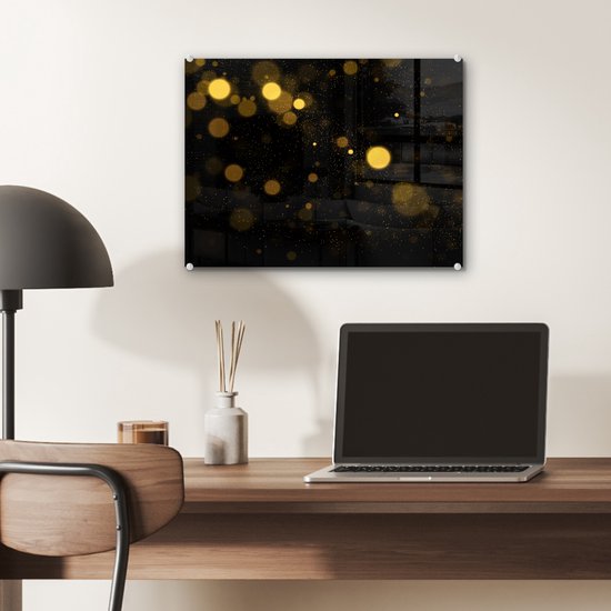 MuchoWow® Peinture sur verre 40x30 cm - Peinture acrylique sur verre - Or - Abstrait - Luxe - Zwart - Photo sur verre - Peintures