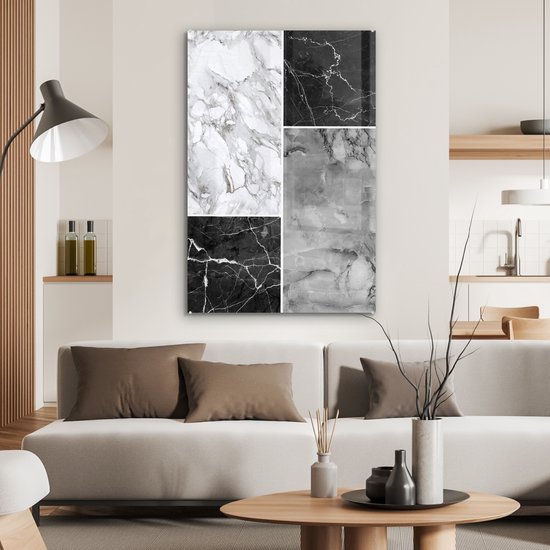 MuchoWow® Peinture sur verre 80x120 cm - Peinture sur verre acrylique - Marbre - Structure - Chic - Photo sur verre - Peintures