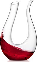 Wijnkaraf 1,4 l – voor wijn, rode wijn, roos, kristallen wijnkaraf, wijnhoorn, drinkhoorn, karaf, schenktuit – wijnbeluchter voor een betere wijnbeleving