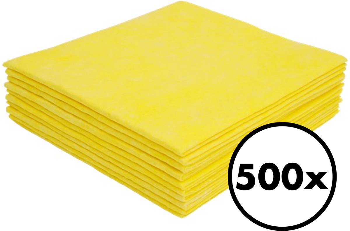 Goedkoopste Huishouddoekjes – 500 Stuks – 38 x 40 cm – Geel – Schoonmaakdoekjes – Gele Schoonmaak Doekjes – Schoonmaakdoeken – Schoonmaak – Schoonmaakspullen – Wasbaar – Huishouden Schoonmaken – Huishoudelijke Artikelen