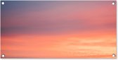 Tuinposter Zon - Lucht - Wolken - Roze - 80x40 cm - Wanddecoratie Buiten - Tuinposter - Tuindoek - Schuttingposter - Tuinschilderij
