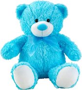 Pluche Teddybeer met strik – Knuffelbeer – Blauw – 50 cm