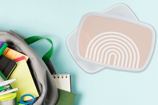 Boîte à pain Wit - Boîte à lunch - Boîte à pain - Abstrait - Art - Arc-en-ciel - Wit - Rose - 18x12x6 cm - Adultes