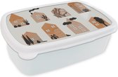 Broodtrommel Wit - Lunchbox - Brooddoos - Huis - Kinderen - Maan - Verf - Oranje - 18x12x6 cm - Volwassenen