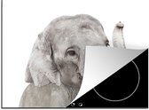 KitchenYeah® Inductie beschermer 71x52 cm - Olifant - Dieren - Grijs - Natuur - Kookplaataccessoires - Afdekplaat voor kookplaat - Inductiebeschermer - Inductiemat - Inductieplaat mat
