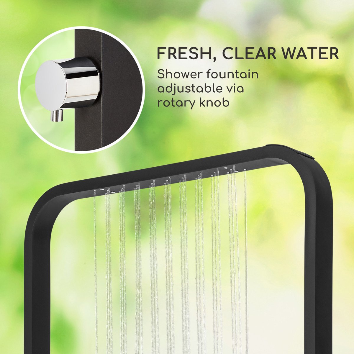 Blumfeldt Zwembad tuindouche, buitendouche voor de tuin, vloerdouche met verstelbare douchekop, mobiele vloerdouche van hout voor & sauna, houten buitendouche waterdicht, vorst- & UV-bestendig - 55 cm - voor Tuin - Opzetzwembad - Pool thumbnail 6