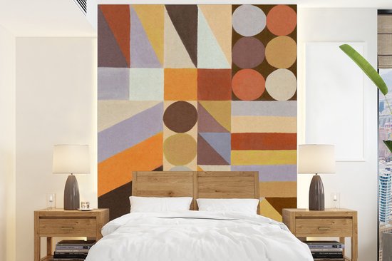 Behang - Fotobehang Geometrie - Vormen - Kleuren - Pastel - Breedte 190 cm x hoogte 260 cm - Behangpapier