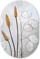 Stilleven - Droogbloemen - Natuur Kunststof plaat (3mm dik) - Ovale spiegel vorm op kunststof