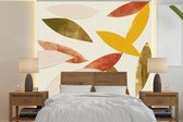 Behang - Fotobehang Bladeren - Planten - Kleuren - Pastel - Breedte 220 cm x hoogte 220 cm - Behangpapier